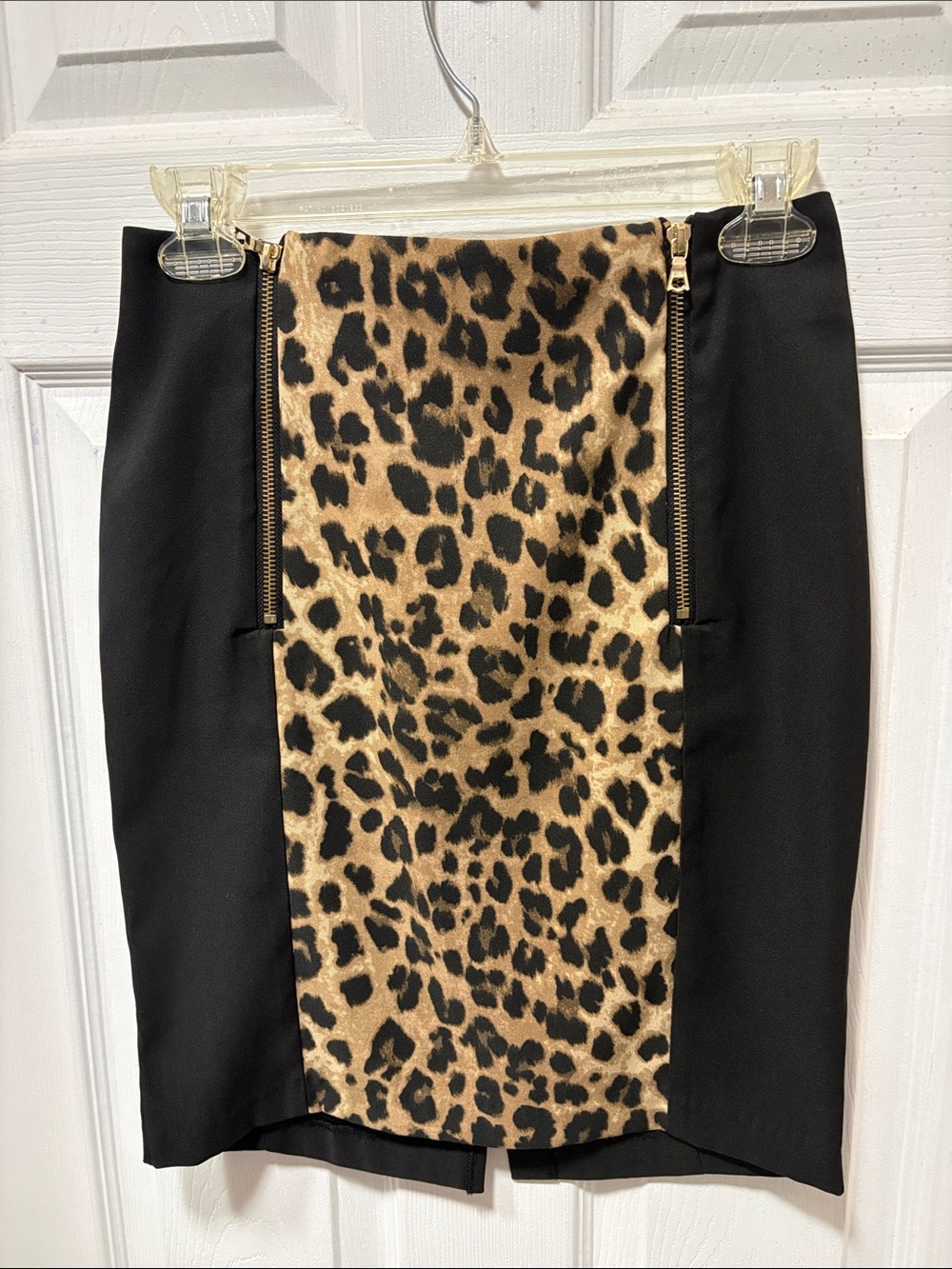 Leopard Panel Black Pencil Skirt